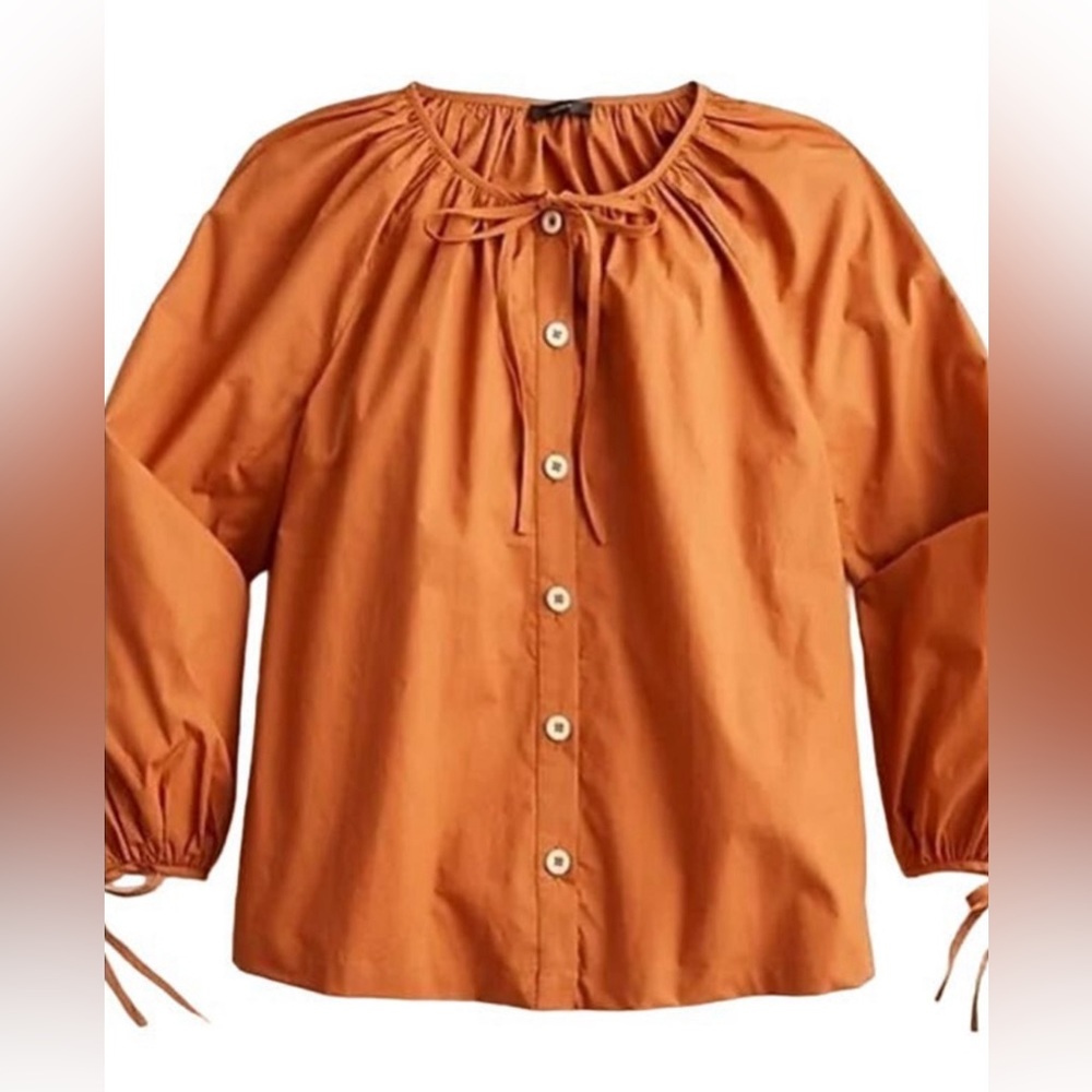 J. Crew Tie-Sleeve Button-Front Top❤️